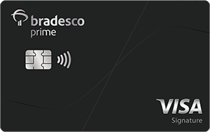Cartão de Banco Bradesco Prime cor preta com bandeira Visa Signature