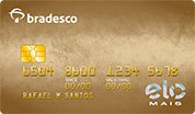 Cartão de Banco Bradesco cor bronze com bandeira Elo Mais 
