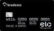 Cartão de Banco Bradesco cor preta com bandeira Elo Nanquim