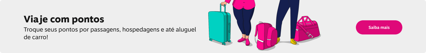 Viage com pontos Troque seus pontos por passagens, hospedagens e até aluguel de carro!, imagem clicável, ir para https://www.livelo.com.br/viagens