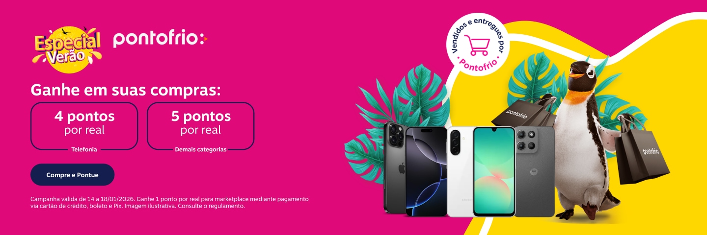 Ganhe em suas compras no Pontofrio: 4 pontos por real em Telefonia e 5 pontos por real demais categorias