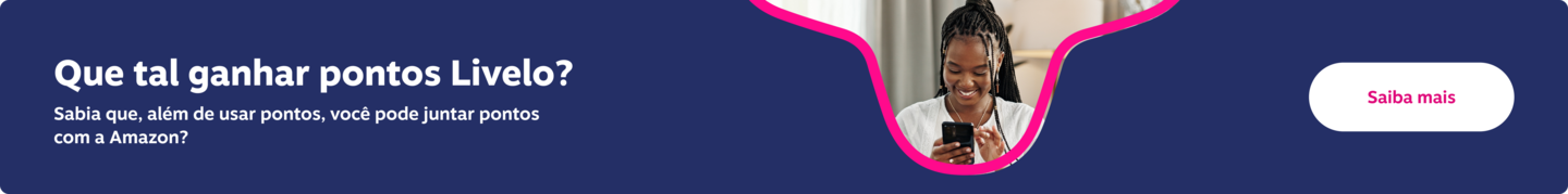 Faixa Que tal Ganhar pontos Livelo Amazon, imagem clicável, ir para https://www.livelo.com.br/ganhe-pontos-compre-pontue-partner/amazon/AMZ