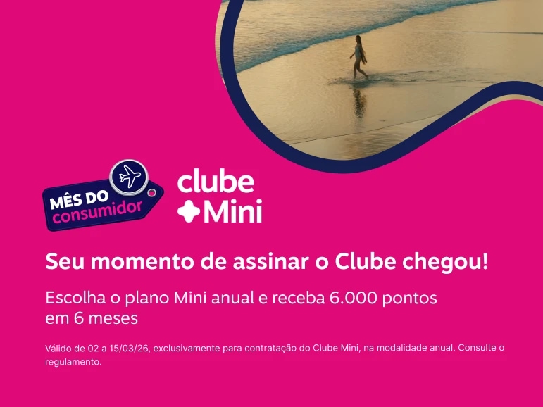 Seu momento de assinar o Clube chegou! Escolha o plano Mini anual e receba 6.000 pontos em 6 meses