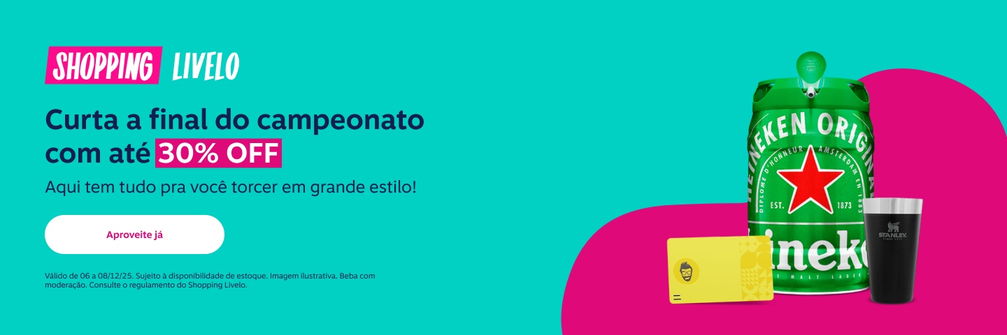 Shopping Livelo. Curta a final do campeonato com até 30 por cento de desconto. Aqui tem tudo pra você torcer em grande estilo! 