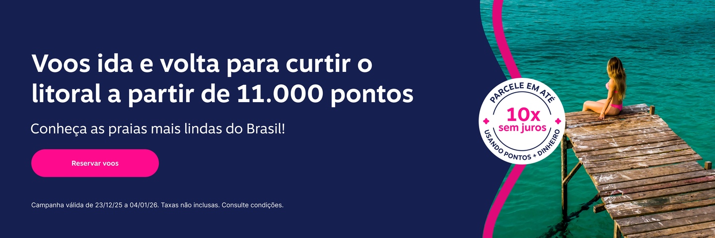 Voos ida e volta para curtir o litoral a partir de 11.000 pontos. Conheça as praias mais lindas do Brasil!