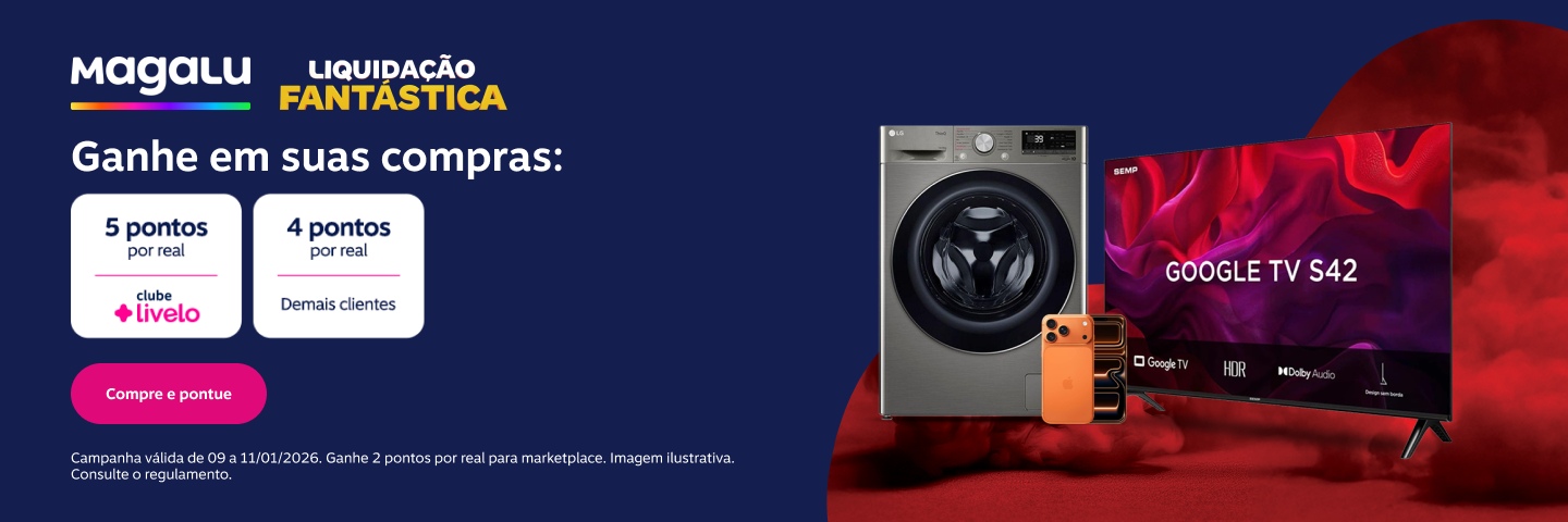  Ganhe em suas compras no Magalu: 5 pontos por real com Clube Livelo e 4 pontos por real demais clientes 