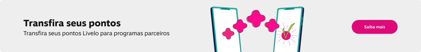 Transfira seus pontos Transfira seus pontos Livelo para programas parceiros, imagem clicável, ir para https://pontos.livelo.com.br/transfira-seus-pontos-para-outros-programas