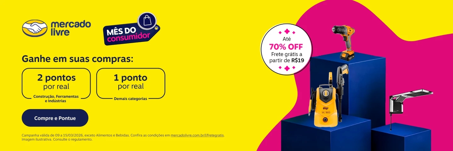 Ganhe em suas compras: 2 pontos por real Construção, Ferramentas e Indústrias e 1 ponto por real demais categorias