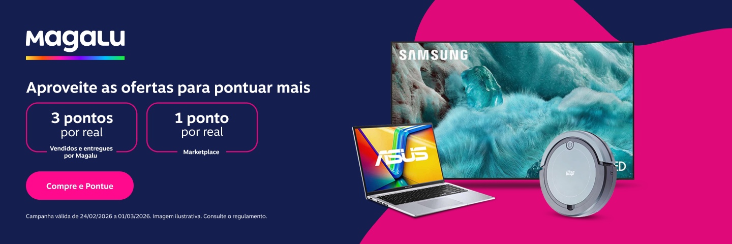 Aproveite as ofertas para pontuar mais. 3 pontos por real em vendidos e entregues por Magalu e 1 ponto por real para marketplace