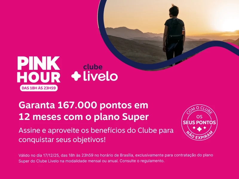 Assine o Clube Super e garanta 167.000 pontos em 12 meses! 76.000 pontos extras. 84.000 pontos do plano. 7.000 pontos bônus.