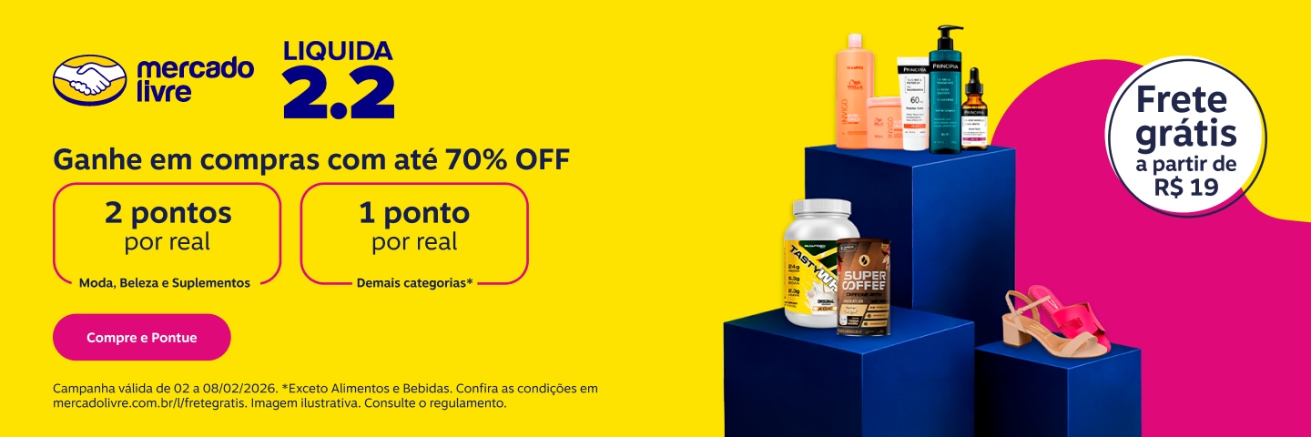 Frete grátis a partir de R$19. Mercado Livre. Ganhe em compras com até 70% OFF. 2 pontos por real em Moda, Beleza e Suplementos. 1 ponto por real nas demais categorias