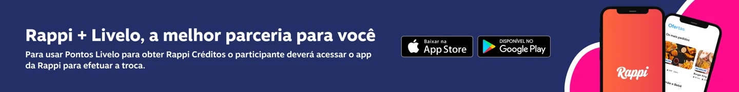 Faixa Parceiro Livelo Rappi, imagem clicável, ir para https://livelo.rappi.com.br/