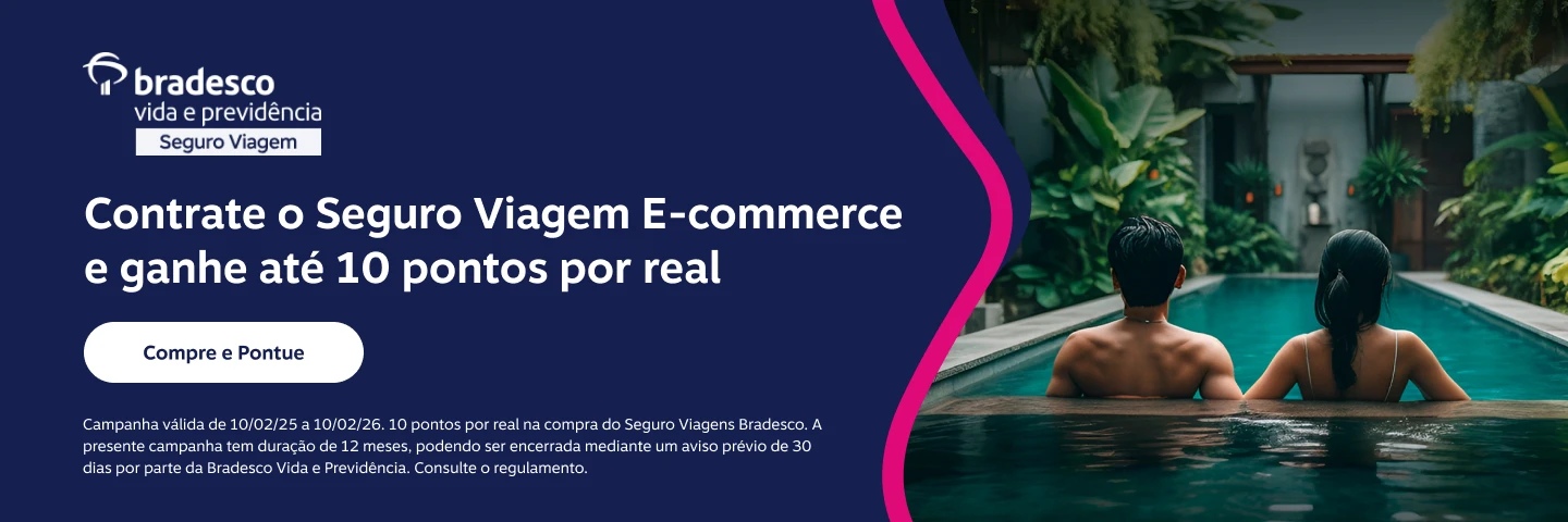 Contrate o Seguro Viagem E-commerce e ganhe até 10 pontos por real