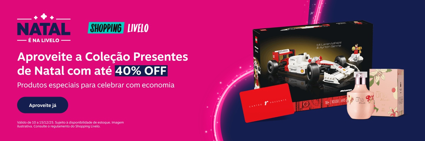 Natal Livelo. Shopping Livelo. Aproveite a Coleção Presentes de Natal com até 40 por cento de desconto.  Produtos especiais para celebrar com economia.