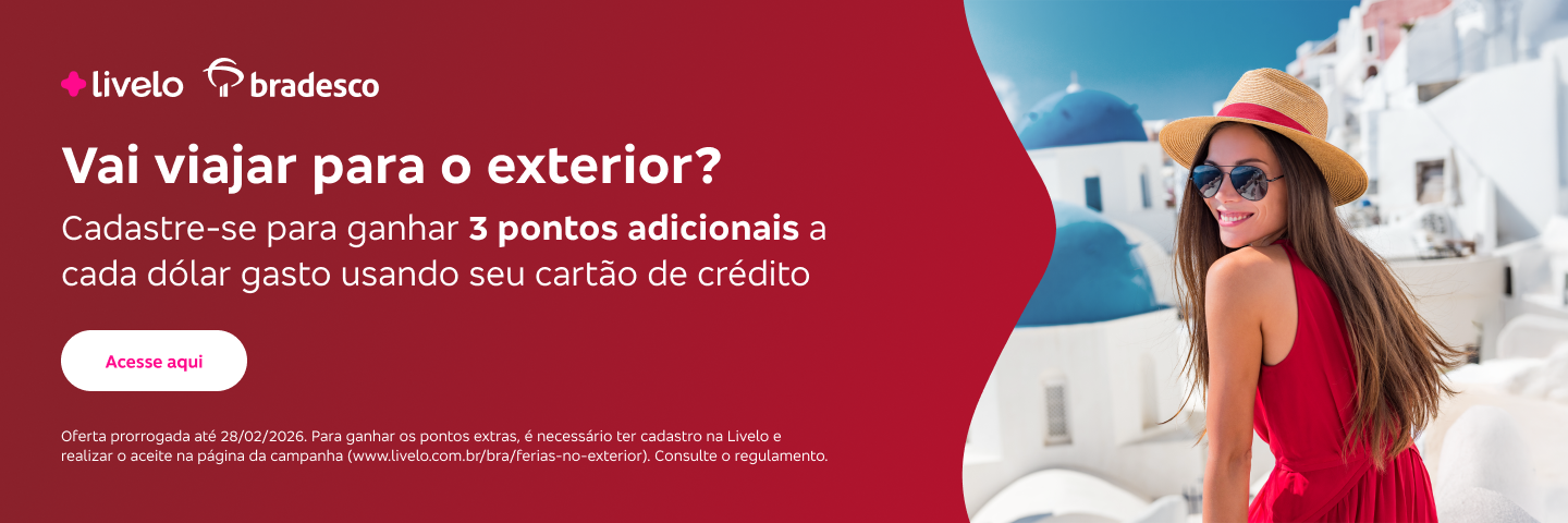 Cadastre-se para ganhar 3 pontos Livelo adicionais a cada dólar gasto usando seu cartão de crédito.