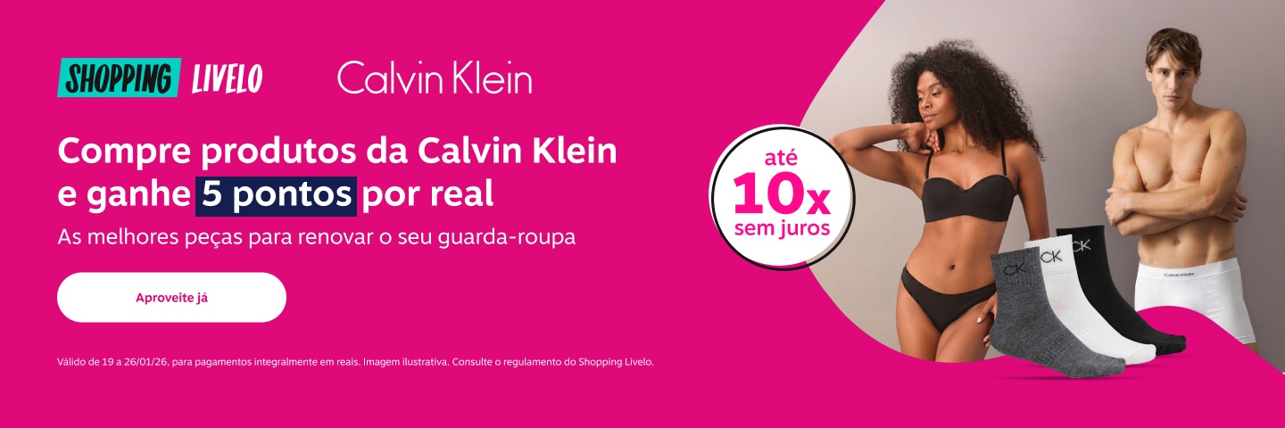 Shopping Livelo. Parcele em até dez vezes sem juros. Compre produtos da Calvin Klein e ganhe 5 pontos por real. As melhores peças para renovar o seu guarda-roupa.