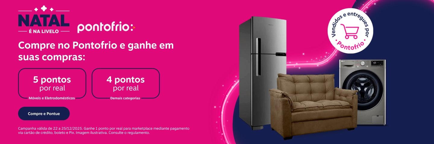 Compre no Pontofrio e ganhe em suas compras: 5 pontos por real em Móveis e Eletrodomésticos e 4 pontos por real nas demais categorias