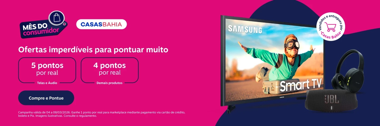  Ofertas imperdíveis para pontuar muito. 5 pontos por real em Telas e Áudio e 4 pontos por real nos demais produtos