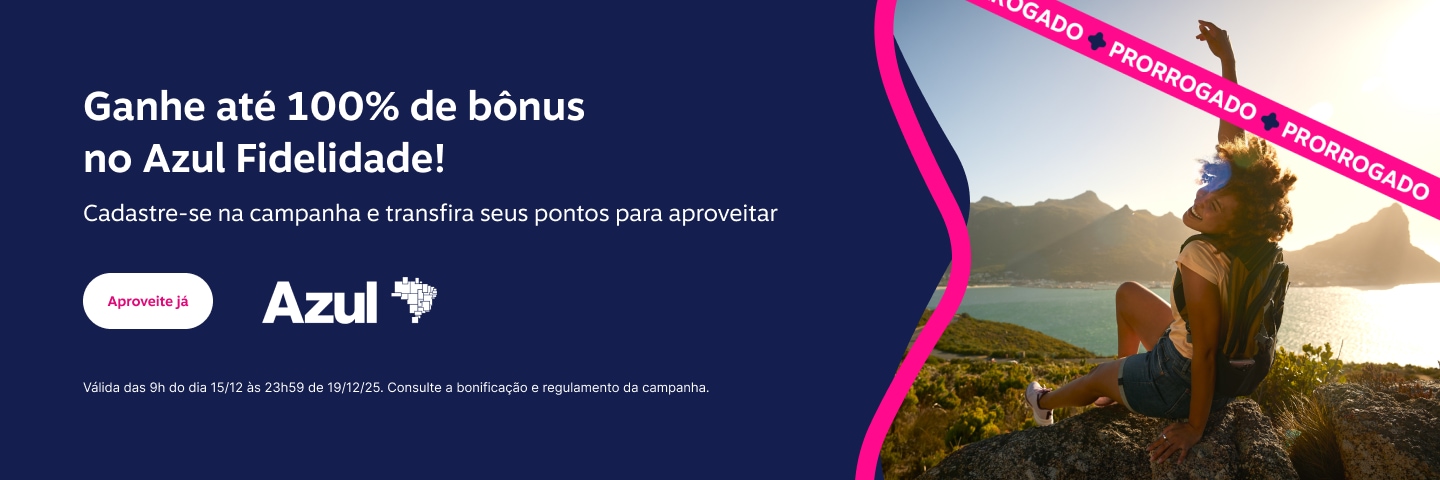 Ganhe até 100% de bônus no Azul Fidelidade! Cadastre-se na campanha e transfira seus pontos para aproveitar